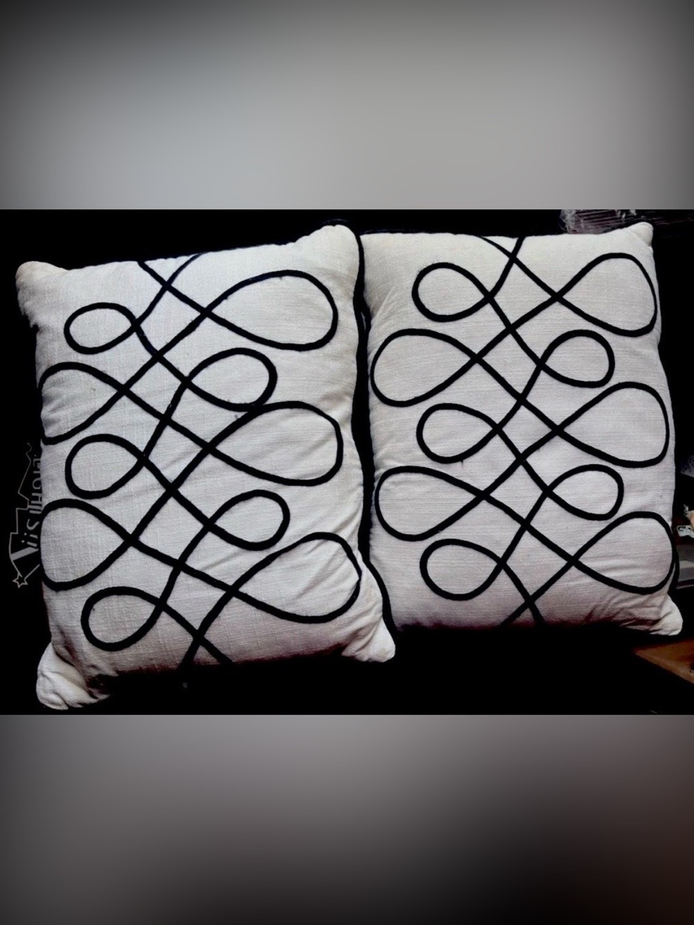 Waverly Home Black White Geometric Decorative Throw Pillows Set of 2 17x13